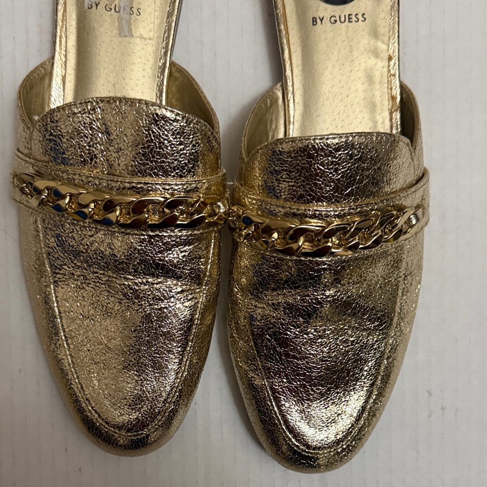 Guess Metallic Gold Chain Mules - Picture 3 of 4